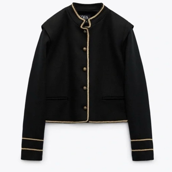Zara Black Blazer with Gold Thread Accents • Small • NWT - Picture 5 of 13
